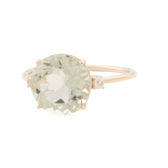 HIRAJULE Gold/Green Amethyst Made In India 14kt Gold Green Amethyst Ring - Picture 1 of 2
